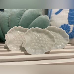 White Glass Dish Indiana Vintage Milk Glass Colony Harvest Grapes Set Of 3